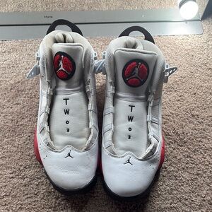 Jordan White and Red Sneakers Mid-Top Design